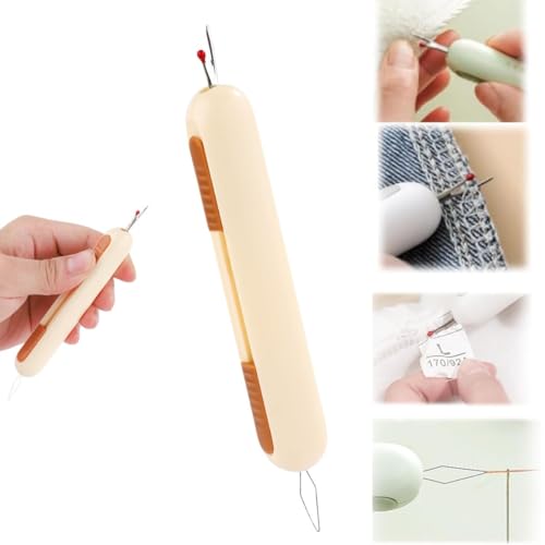 2 in-1 Needle Threaders Seam Ripper 2024 New, Upgraded Seam Ripper Tools, Stretchable Remover Needle Threading (1 Pcs-Brown) - color: 1 Pcs-Brown