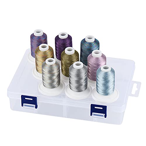 Simthread Metallic Embroidery Thread with Storage Box, 700M Snap Spools - color: Metallic Bohemia Colors