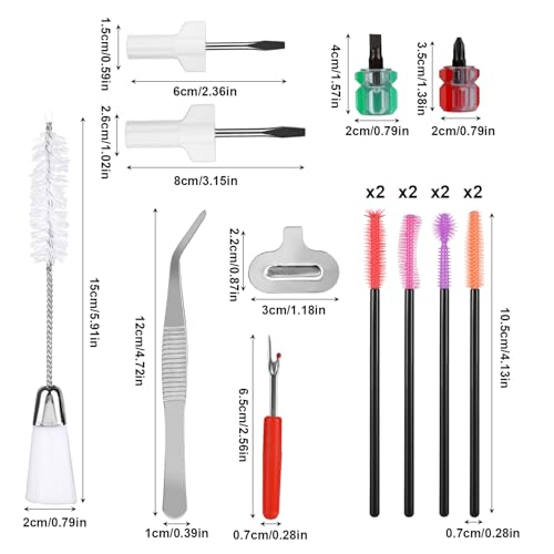 16pcs Sewing Machine Cleaning Kit, Sewing Machine Crevice Cleaning Tools Including Dual-Head Brush Screwdriver Silicone Brush Tweezers Seam Ripper Sewing Machine Repair Accessories