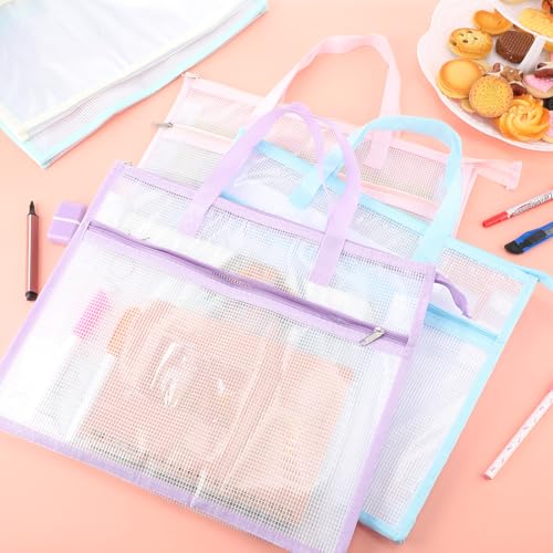 Clysee 5 Pcs Sewing Project Bag 14x11" Needlepoint Organizer, Macaron - color: Macaron