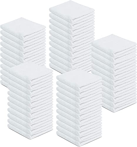 100% Cotton Terry Towels Cleaning Cloths Pack of 100 (12 x 12 Inches) White Cotton Terry Cloth Bar Rags White Bar Towels, Multipurpose High Absorbent Terry Towels for Cleaning Auto Detailing Painting - size: 100 Pack