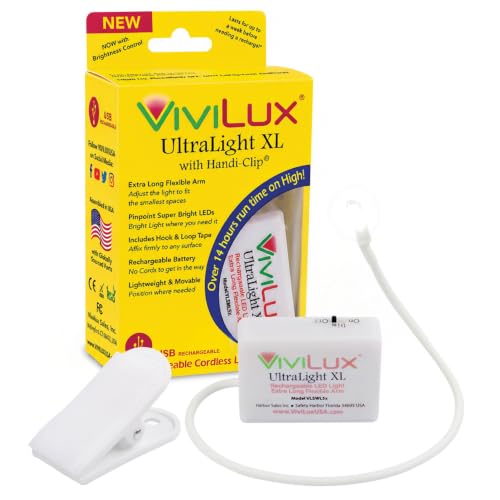 ViviLux Cordless XL LED Sewing Light, 1500 Lumen LED, Extra-Long Gooseneck - size: XL (Clip + Tape)