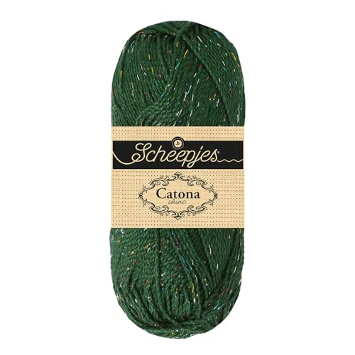 Scheepjes Catona Shine 50g 525-R Fir Rainbow Cotton Metallic Thread - color: 525-R Fir - Rainbow