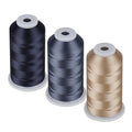 Simthread 60WT Bobbin Fill Thread Machine Embroidery Thread 5000M 3-Pack Pewter Dark Grey Beige - color: Pewter, Dark Grey, Beige