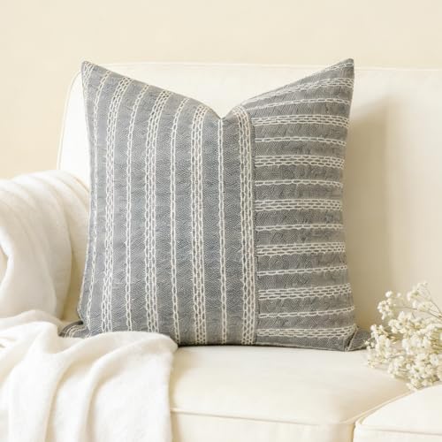 Slow Cow Square Throw Pillow Cover Stripe 18 x 18 Inches Black Beige - color: Mixd Black, size: 18" x 18" (Pack of 1)