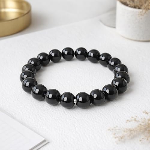 60pcs Round Loose Polish Black Agate Beads for Bracelet Beads，6mm Gemstone Bead Round Loose Stone Beads for Jewelry Making DIY Bracelet Necklace Earrings - color: black, size: 6mm