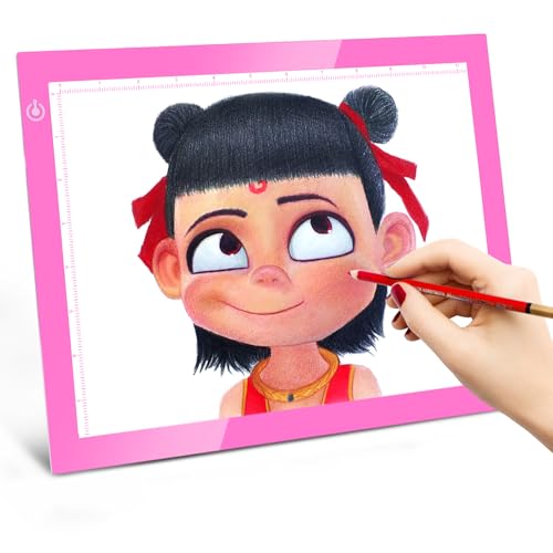 LitEnergy Portable A4 LED Copy Board Light Tracing Box, Pink Ultra-Thin Adjustable USB Power Artcraft LED Trace Light Pad for Tattoo Drawing, Streaming, Sketching, Animation, Stenciling - color: PINK, size: 8.3 x 11.7 inches