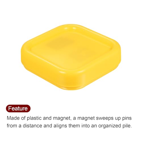 HARFINGTON 2pcs Magnetic Pin Cushion Square Plastic Magnetic Sewing Pin Holder Storage Case Needle Cushion Tool for Sewing DIY Projects, Yellow - color: Yellow