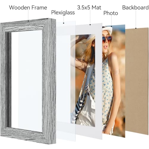Vittanly 4x6 picture frame, Matted for 3.5x5 Photos, Grey - color: Grey, size: 4x6