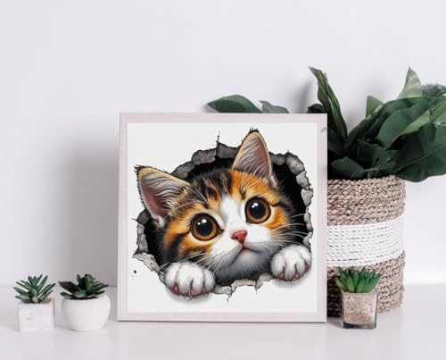 Moohue 14CT Stamped Printed Counted Cross Stitch Kits for Adults Animals Cute Cat Cross Stitch Patterns Flowers for Beginners Needlepoint Kits for Adults (Animal Cute Cat) - color: Animal Cute Cat