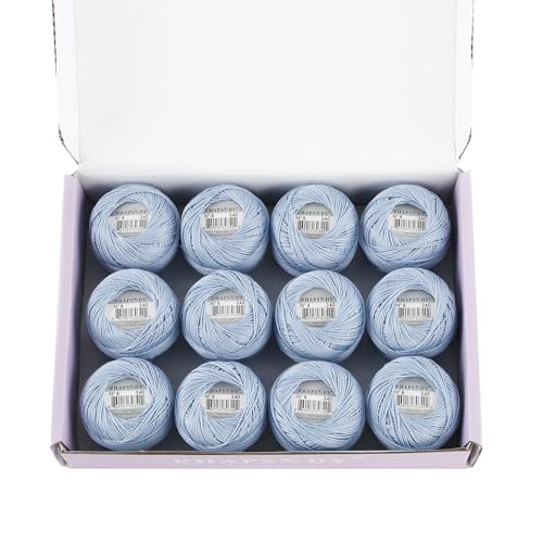 Rhapsody Pearl Cotton Size 8 Crochet Thread 12 Balls Egyptian Cotton Double Mercerized Hand Knitting, Embroidery, Sashiko, Cross-Stitch, Sewing, Needlepoint, DIY, Quilting (LT Blue Violet, Col. 340) - color: LT Blue Violet, Col. 340