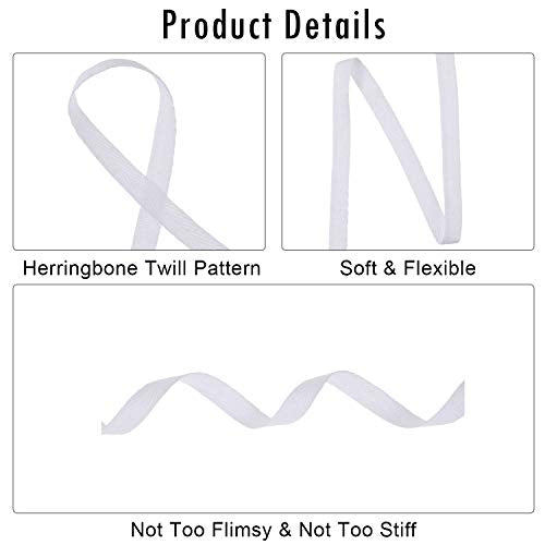 Willbond 100% Cotton Twill Tape 1/2 Inch X 25 Yards Herringbone,None - color: White, size: 1/2 Inch, 27 Yards