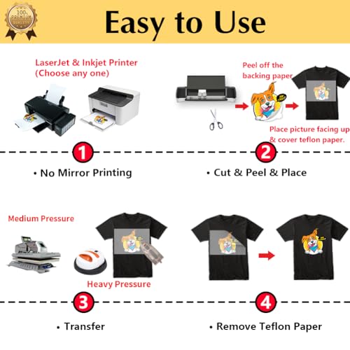 TransOurDream Tru-Heat Transfer Paper for Inkjet & Laserjet Printer (30 Sheets, 8.5x11", Dark 3.0) Printable HTV Heat Transfer Vinyl for T Shirts Iron on Transfers for Dark Fabrics (D3-33) - color: Dark, size: 30 Sheets