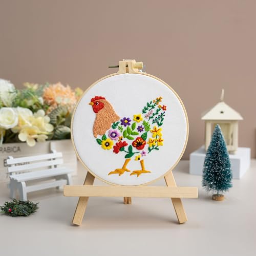 Louise Maelys Hen Embroidery Kit for Beginners Farmhouse DIY Craft - color: kit-35