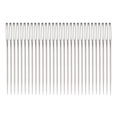 Generic 30Pcs Large Eye Needles 1.65" Stitching Needle Hand Sewing Embroidery Needle Stainless Steel for Leather Cross Stitch