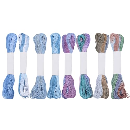 FREEBLOSS 8 Pcs Sashiko Thread Sashiko Skein 8 * 20 M Pure Cotton Embroidery Thread Japanese Sewing Threads Quilting & Embroidery Sewing Kit Supplies 8 Blue Mixed Colors - color: Blue