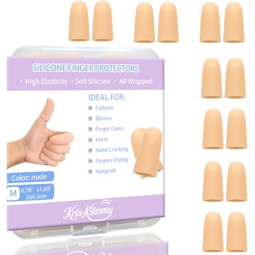 14pcs Gel Finger Protectors Finger Cots Silicone Fingertips Protection - color: Nude