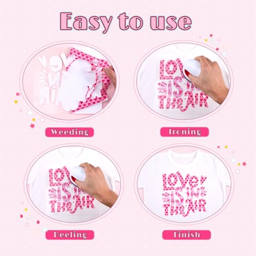 Tintnut Pink Blue Hearts & Roses HTV Vinyl,10 Pcs 12×10" Iron on Vinyl - color: Pink Blue