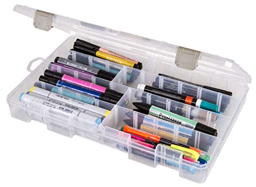 ArtBin Large Solutions Box Clear Art & Craft Organizer with Dividers - Plastic Storage Case for Convenient and Versatile Storage - Ideal for Various Craft Supplies - size: 14.125" x 9", style: 4 Compartments, 20 Dividers
