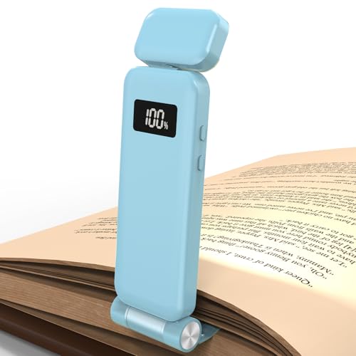 KTEBO Rechargeable Book Light with Clip & Battery Indicator, 9 Luminescence Modes, USB-C Portable 1.6 oz Ultralight Lamp for Night Reading in Bed, Readers - Blue - color: Blue