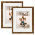 TOFOREVO 8.5x11 Picture Frames with 6x8 Mat Set of 2, Rustic Brown - color: Rustic Wood, size: 8.5x11