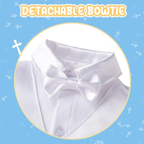 Booulfi Boy Baptism Outfits White Romper Fall Clothes Christening Gifts - color: White-4250, size: 18-24 Months