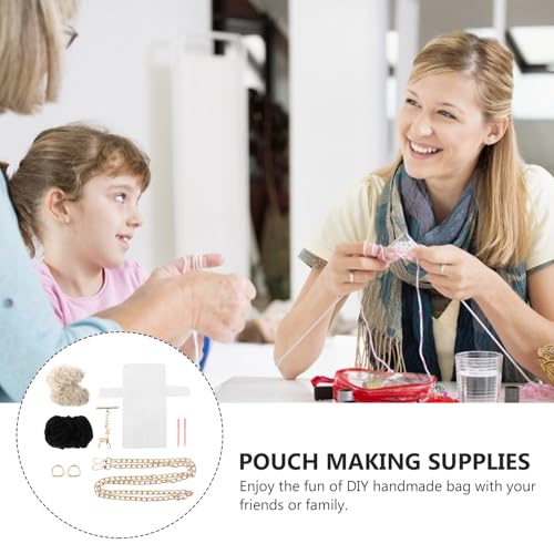 DOITOOL DIY Cross Stitch Purse Kit Handmade Woven Bag Material Set with Deer Pendant Purse DIY Sewing Kit for Crochet and Knitting 7.28 X 4.13 X 1.77 in for Phones and Cosmetics - color: Black