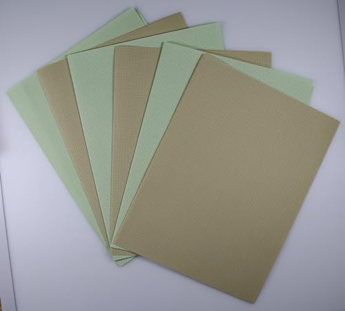 KCS 6 pc of 12" x 18"(30cmx45cm) 14CT Counted Cotton Aida Cloth Cross Stitch Fabric (Light Green+Yellow Beige it) - color: Light Green+yellow Beige It