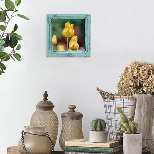 CVHOMEDECO. 6x6 Picture Frame Made of Solid Wood High Definition Glass Rustic Vintage Designs Small Photo Frame for Tabletop Display and Wall Mounting, Distress Blue - color: Distress Blue A, size: 6" X 6"