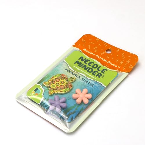 Awesome Pattern Studio Needle Minder Set - Mandala Turtle Magnetic Needle Minder + 2 Needle Threaders. Enamel Pin for Cross Stitch, Embroidery and Craft - size: Turtle Set #1