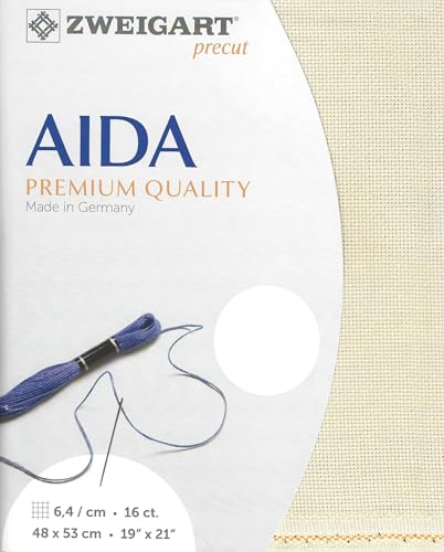 Wizardi Aida 16 Count Patinum 3251/770. Needlework Canvas, Cross-Stitch Fabric, Embroidery Cloth, Needlepoint Canvas. 100% Cotton. Precut Zweigart - color: Platinum