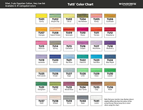 WonderFil Specialty Threads Tutti, Leaves, 50wt double gassed Egyptian cotton, in variegated colors