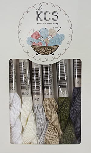 KCS 162 Yards(150 Meters) Mercerized Pearl Cotton Crochet Needlepoint Thread,Size 5,6 skeins,Mixed Color 12 - color: 6color12, size: 6 skeins
