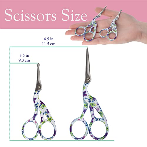 Stork Bird Rounded Safety Tip Embroidery Craft Stainless Steel Crane Scissors - Purple - 6 Pairs - color: Purple, size: 6 Pairs