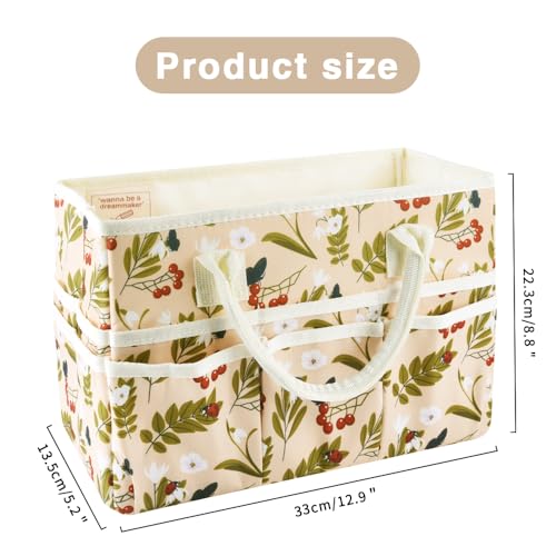 Craft Organizer Tote Bag with Multiple Pockets,Scrapbooking Art Storage - color: Red Fruit