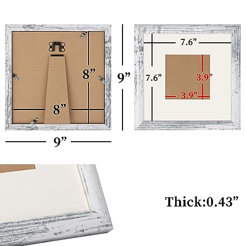 AEVETE Picture Frame 8x8 White Wash Photo Frames Rustic for Wall and Desk - color: White Wash, size: 8x8