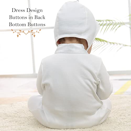 Booulfi Boy Baptism Outfits White Romper Fall Clothes Christening Gifts - color: Ivory, size: 0-3 Months