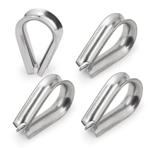 M8 Wire Rope Thimble, 304 Stainless Steel Thimble for 9/32-5/16 Inch Diameter Wire Rope, 4 Pieces - size: M8
