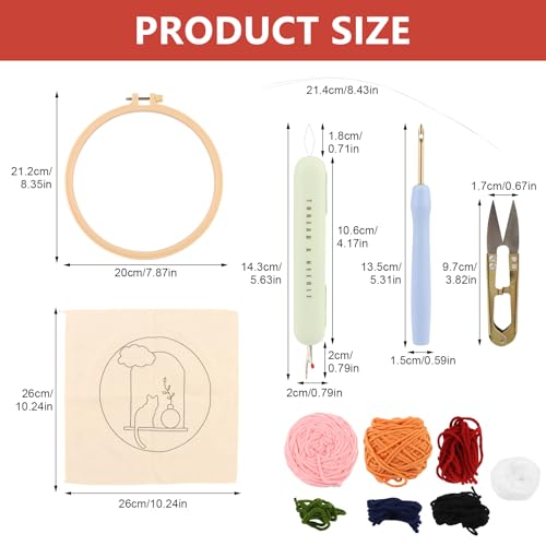 DIY Punch Needle Kit for Adult Beginners, A Cat on the Windowsill - size: Cat Pattern