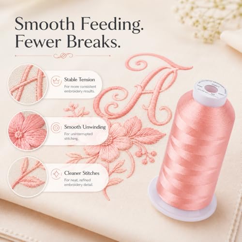 Simthread 5500Yds/5000M 40WT Polyester Embroidery Thread Fresh Pink 124 - color: FreshPink124
