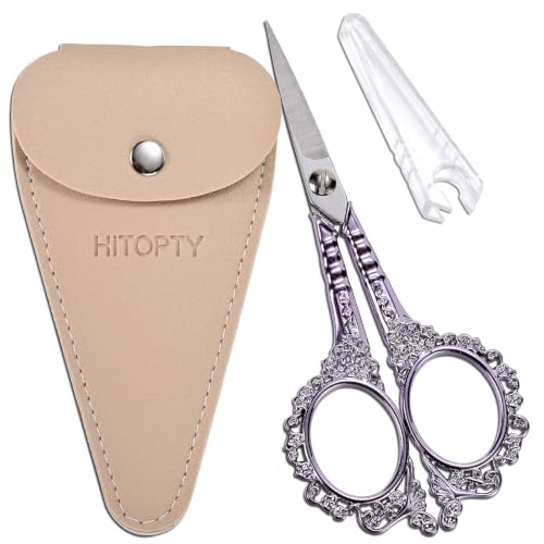 Sewing Embroidery Scissors, 4.5’’ Sharp Crochet Shears with Cover - color: Purple