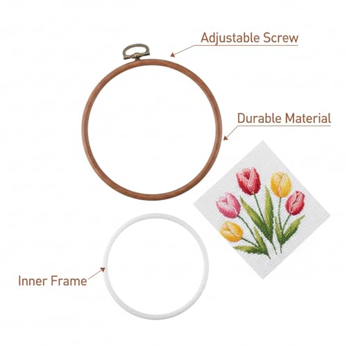 18 Pcs 3 Inch Embroidery Hoops Set, Imitated Wood Round Mini Embroidery Hoops, Adjustable Small Embroidery Hoop for Cross Stitch, Sewing Crafts, DIY Projects, and Display, for Crafting Enthusiasts