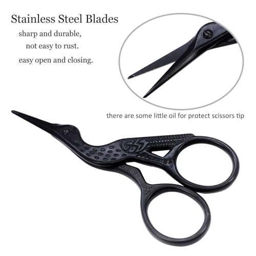 3.5 Inch Black Small Sewing Scissors Stainless Steel Sharp Pointed Tip Scissors with with PU Leather Cover for Thread Trimming,Embroidery and Scrapbooking,Crafting - size: 3.6 Inch, style: Style B1222