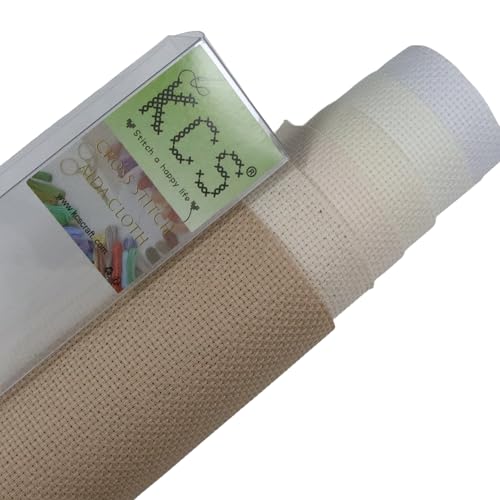 KCS 6 pc of 15" x 18" (38cmx45cm) Counted Cotton Aida Cloth Cross Stitch Fabric Rolled Box (16CT-D) - color: 16ct-d