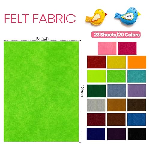 Moukeren 240 Pcs 10 X 12 Inch Felt Sheets, 20 Colors - color: Rainbow, size: 10 x 12 Inch