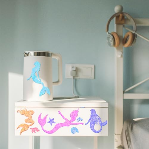 Peacoblue Colorful Mermaid Rub On Transfers for Furniture Craft 6"x12" - style: Colorful Mermaid