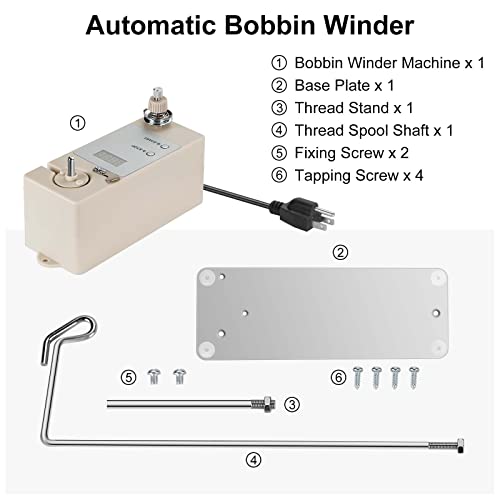 Automatic Bobbin Winder for Sewing, Portable Bobbin Winder Machine Electrical Fast with Thread Guide, Spool Stand, Mounting Plate for Domestic and Industrial Sewing Machines - color: bobbin winder with digital display