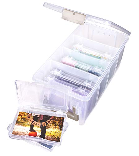 ArtBin Semi Satchel Photo Storage Photo & Craft Organizer Set, Large Box with [8] Plastic Storage Cases Inside, Clear - style: Semi Photo Satchel