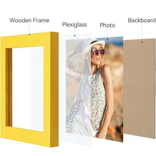 Vittanly 4x4 Picture Frame for Wall or Tabletop, Yellow - color: Yellow, size: 4x4