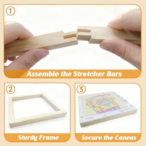 8" x 12PCS Needlepoint Stretcher Bars, Stretcher Bars for Needlework, with 50 Thumb Tacks, Wooden Canvas Stretcher Bars for Embroidery Stitch Frame Set Bundle(8"/8"/8") - size: 8"/8"/8"